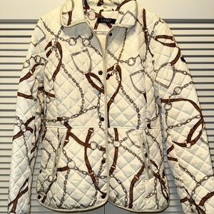 Ralph Lauren LRL Women Vanilla White w Belts Design Quilted Equestrian Jacket M